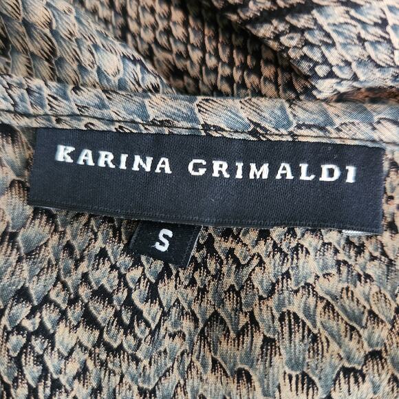 Karina Grimaldi Snake Print Deep V Open Back Silk Dress - Picture 4 of 9